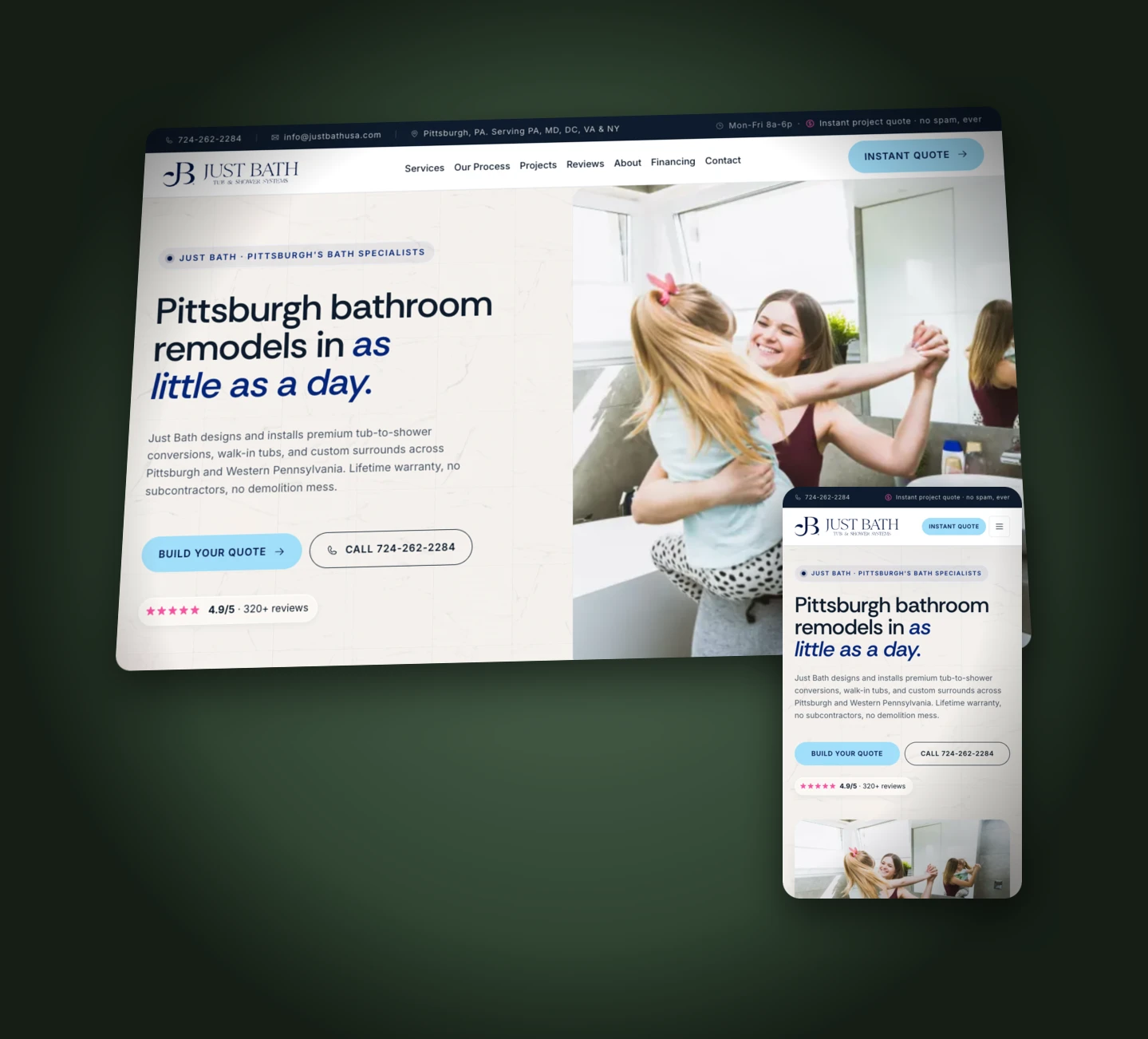 Just Bath, Remodeling Site & Instant Quote Engine
