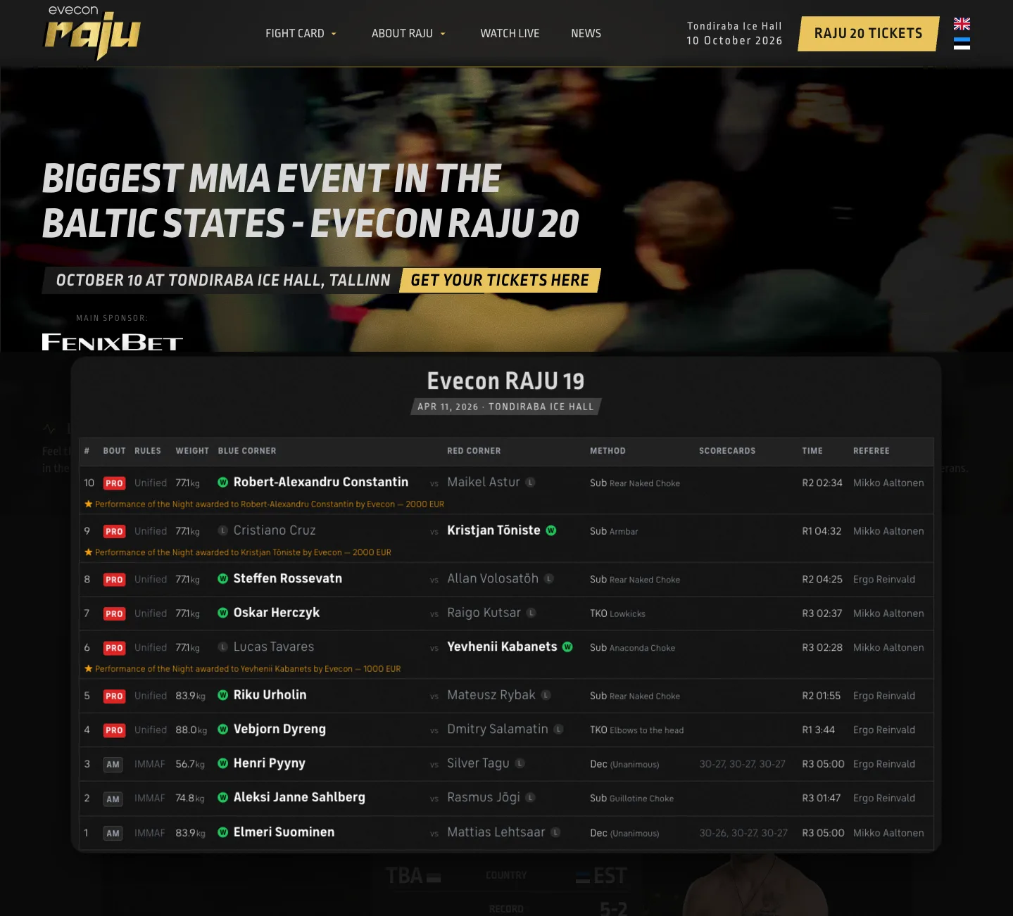MMA Raju, Event Platform & Fight Database